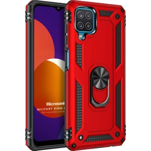 Samsung Galaxy M12 Kılıf Military Ring Holder Kırmızı