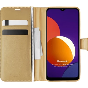 Samsung Galaxy M12 Kılıf Delux Leather Wallet Gold