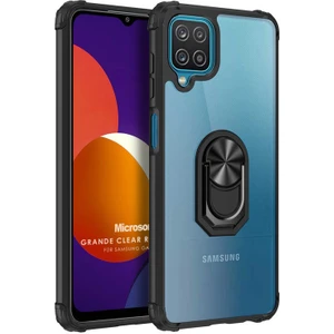 Samsung Galaxy M12 Kılıf Grande Clear Ring Holder Siyah
