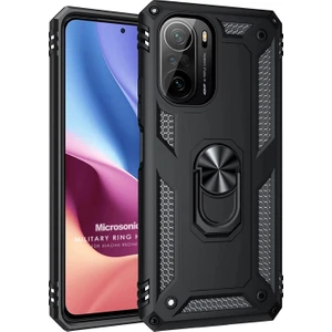 Xiaomi Redmi K40 Kılıf Military Ring Holder Siyah