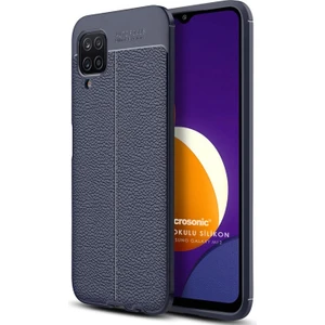 Samsung Galaxy M12 Kılıf Deri Dokulu Silikon Lacivert