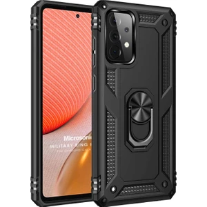 Samsung Galaxy A72 Kılıf Military Ring Holder Siyah