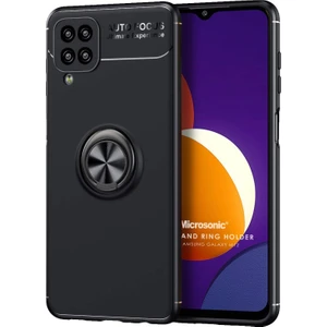 Samsung Galaxy M12 Kılıf Kickstand Ring Holder Siyah