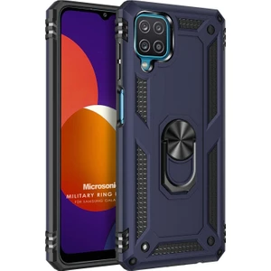 Samsung Galaxy M12 Kılıf Military Ring Holder Lacivert