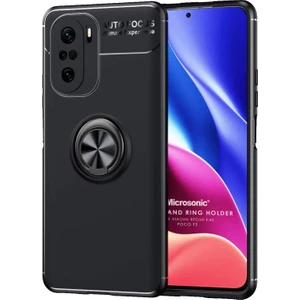 Xiaomi Redmi K40 Kılıf Kickstand Ring Holder Siyah