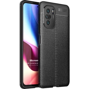 Xiaomi Redmi K40 Kılıf Deri Dokulu Silikon Siyah