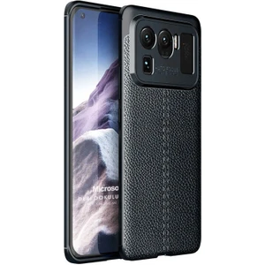 Xiaomi Mi 11 Ultra Kılıf Deri Dokulu Silikon Siyah