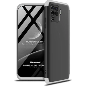 Oppo Reno 5 Lite Kılıf Double Dip 360 Protective Siyah Gri