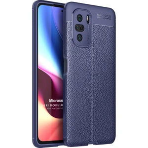 Xiaomi Redmi K40 Kılıf Deri Dokulu Silikon Lacivert