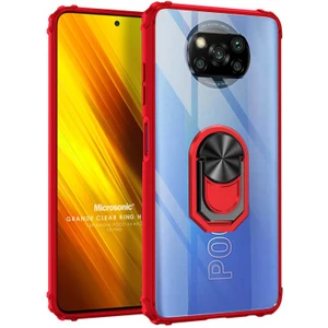 Xiaomi Poco X3 Nfc Kılıf Grande Clear Ring Holder Kırmızı