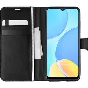 Oppo A15 Kılıf Delux Leather Wallet Siyah