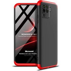 Oppo Reno 5 Lite Kılıf Double Dip 360 Protective Siyah Kırmızı
