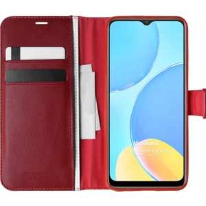 Oppo A15 Kılıf Delux Leather Wallet Kırmızı