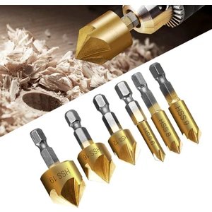 6 Adet Hss Pah Havşa Pah Matkap Ucu 1/4 "hex Shank 90 Derece Ahşap Pah Kesici Pnömatik 6MM-19MM