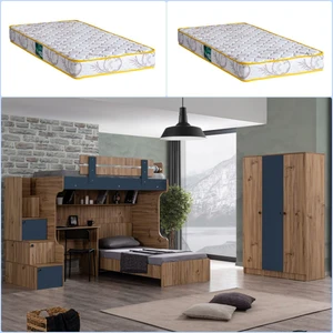Riva Ranza Karyola Çalışma Masası, 3 Kapaklı Dolap + 2 Adet Comfort Yatak