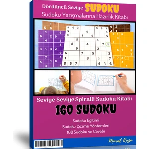 Enine Boyuna Eğitim Dördüncü Seviye Sudoku Kitabı Spiralli (160 Seçilmiş Sudoku)