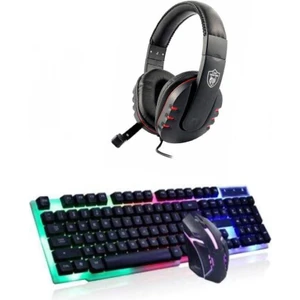 3in1 Klavye ve Mouse Seti Gaming Oyuncu Mikrofonlu Kulaklık