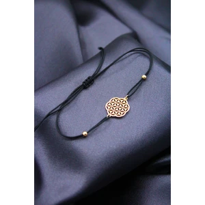 Silver And Silver 925 Ayar Gümüş Rose Siyah Makrome Yeni Yaşam Çiçeği Bileklik