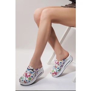 Blue Ortopedi Beyaz Kelebek Önü Kapalı Airmax Sabo Terlik