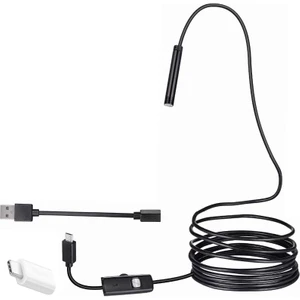 3ın1 Micro Usb+Type C+Pc 7 mm Işıklı 5 Metre Endeskop Yılan Kamera- Androıd Uyumlu
