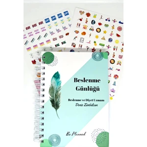 Be Planned Beslenme ve Diyet Günlüğü Ajandası – 192 Sticker, Renkli A5 Spiralli Sert Kapaklı, Desenli Tasarım