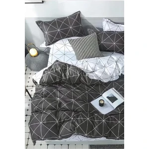 Siyah Geometri Ranforce Çift Taraflı Tek Kişilik Nevresim Takımı