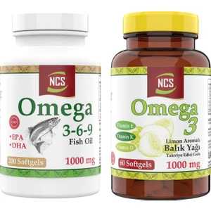 Omega 3-6-9 Fish Oil 1000MG 200 Softgels & Omega 3 Limon Aromalı Balık Yağı 1000MG 60 Softgel