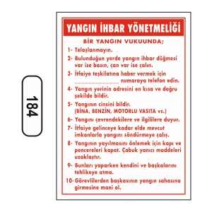 Yangın Hbar Yönetmeliği Uyarı Ikaz Levhası 25 x 35 cm