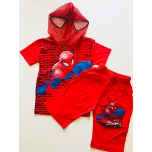 Örümcek Adam Spiderman Maskeli Kapri Şort Tshirt Eşofman Takımı Kostüm Duv