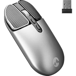 SM-620 2in1 Bluetooth+2,4Ghz Şarjlı Metalik Gri Süper Sessiz Mobil-TV-PC Destekli Kablosuz Mouse