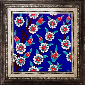 Armada Çini 20x20 Cm Ac 60 Kobalt Papatya Kütahya Çini Desenli Pano