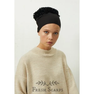 Fresh Scarfs Dantel Topuzlu Bone(Lace Eva) Siyah