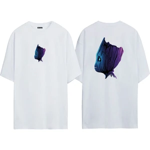 Unisex Groot Baskılı Beyaz Oversize T-Shirt
