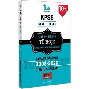 Yargı Yayınevi KPSS 2022 Genel Yetenek Lise Ön Lisans Türkçe Tamamı Çözümlü Çıkmış Sorular