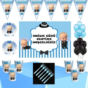 Parti Furyası Patron Bebek  Tema  24 Kişilik Afişli Set