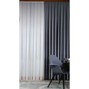 Vanessa Perde Tamamen Düz Naturel Tül Desensiz Kalın Doku Kırışmaz Ekru Renk Krep Tül Perde1 3 Sık Pile