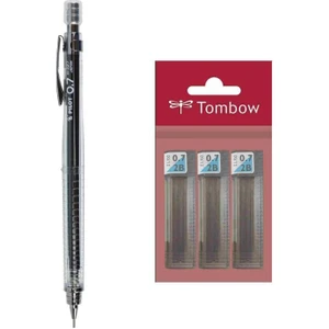 H32 Versatil Kalem 0.7 mm Şeffaf + Tombow Min Lead Uç 0.7 mm 3'lü