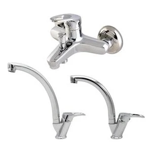 3’lü Mix Batarya Seti Sıcak Soğuk Su Girişli Banyo Bataryası Kuğu Model Mutfak Lavabo