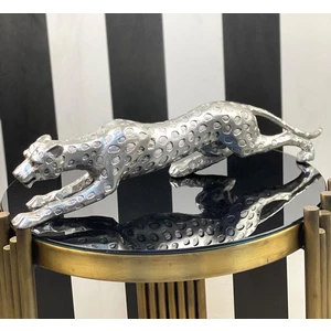 Mirsa Global Leopar Gümüş Dekoratif Biblo