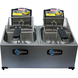 3+3 Litre Çift Hazneli Elektrikli Kapaklı Fritöz  Inox Sanayi Tipi