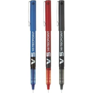 V5 Hi-Tecpoint İğne Uçlu Roller Kalem Mavi Siyah Kırmızı 3 Adet