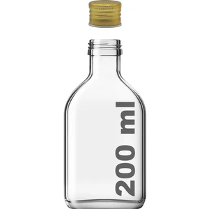 200 cc Cold Brew Şeffaf 200 ml Sızdırmaz Gold Plastik Kapaklı Yassı Cam Şişe (Soğuk Kahve) 1 Adet