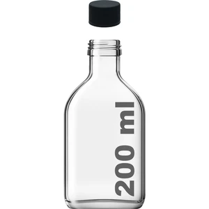 200 cc Cold Brew Şeffaf 200 ml Sızdırmaz Siyah Plastik Kapaklı Yassı Cam Şişe (Soğuk Kahve)