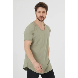 Tarz Cool Erkek Haki Pis Yaka Salaş T-SHIRT-TCPS001R23S