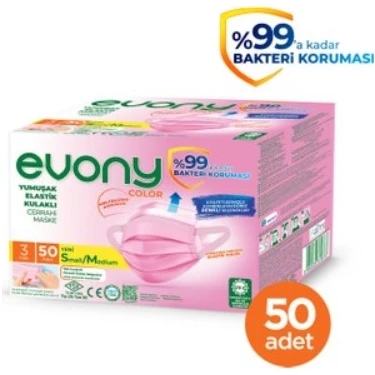 Evony Maske Pembe Renk 3 Katlı 50