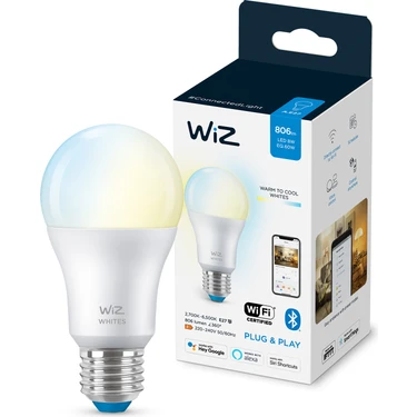 Wiz-Wi-Fi 2700K-6500K Beyaz Ambiyans Akıllı Ampul - 60W - A60 - E27 Normal