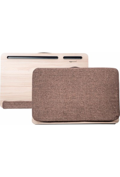 Vigo Wood Minderli LS022 Laptop Sehpası 15.6" ve 17.3" Taşınabilir Notebook, Tablet ve Telefon Bölmeli Masa