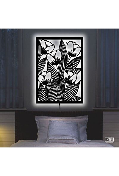 Lucarte Flowers LED Işıklı Tablo Ahşap Duvar Dekoru