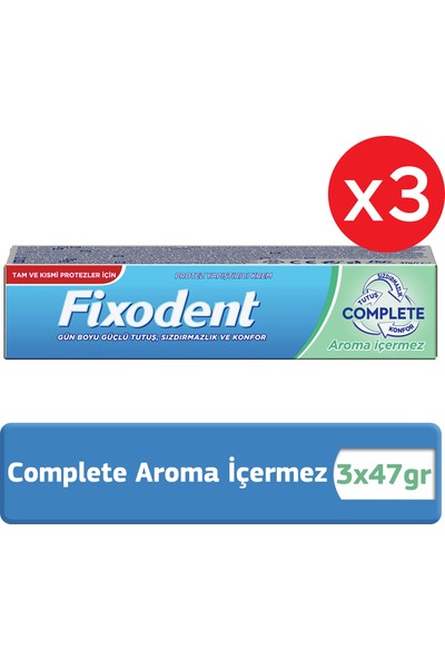 Fixodent Complete Aroma Içermez Diş Protez Yapıştırıcı Krem 47 gr x 3
