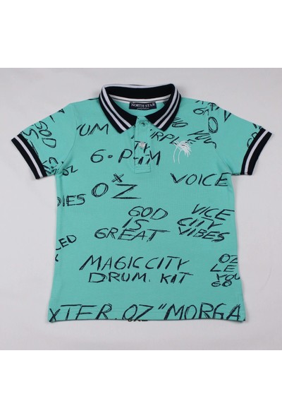 North Star Fashion Polo Yaka Baskılı Nakışlı Erkek Çocuk T-Shirt